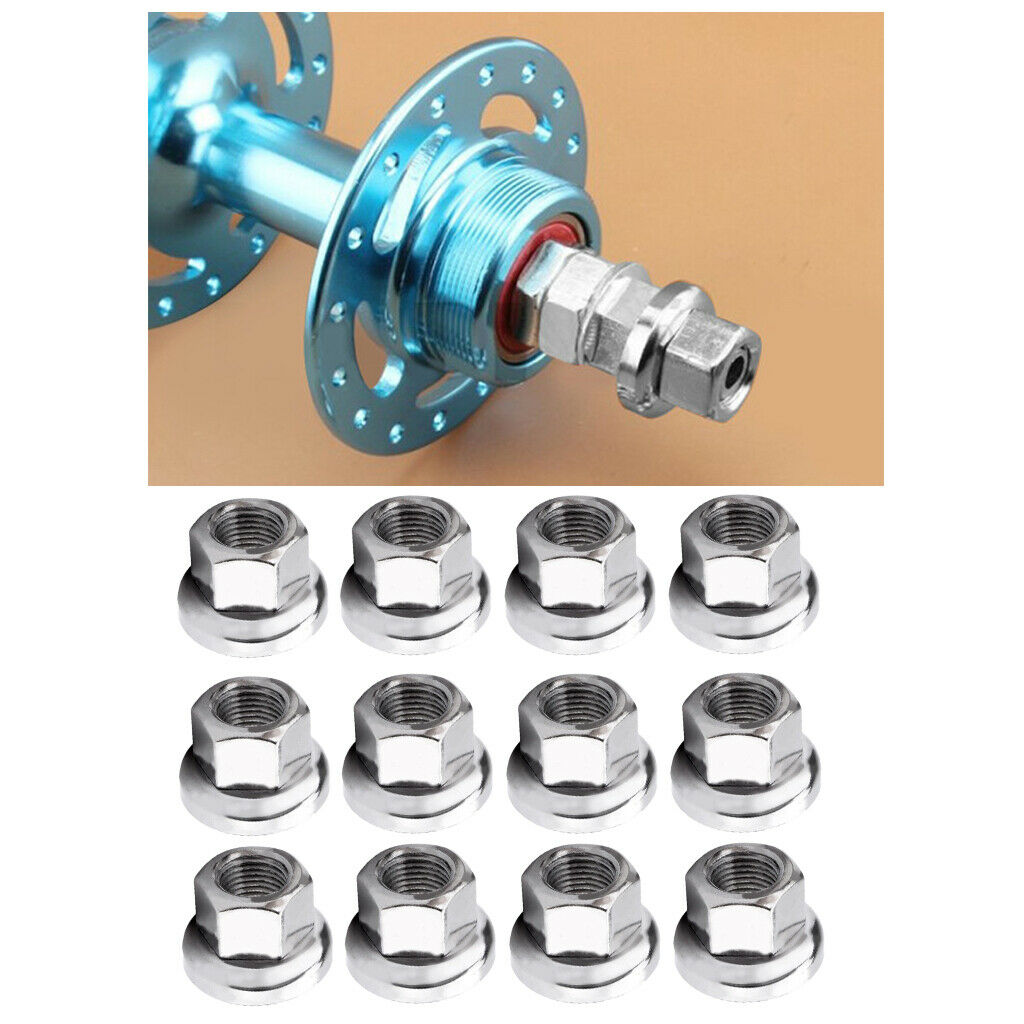 12x M10 Bike Wheel Axle Nuts Skewer Bolt Nut Road Cycle Hardware Replacement