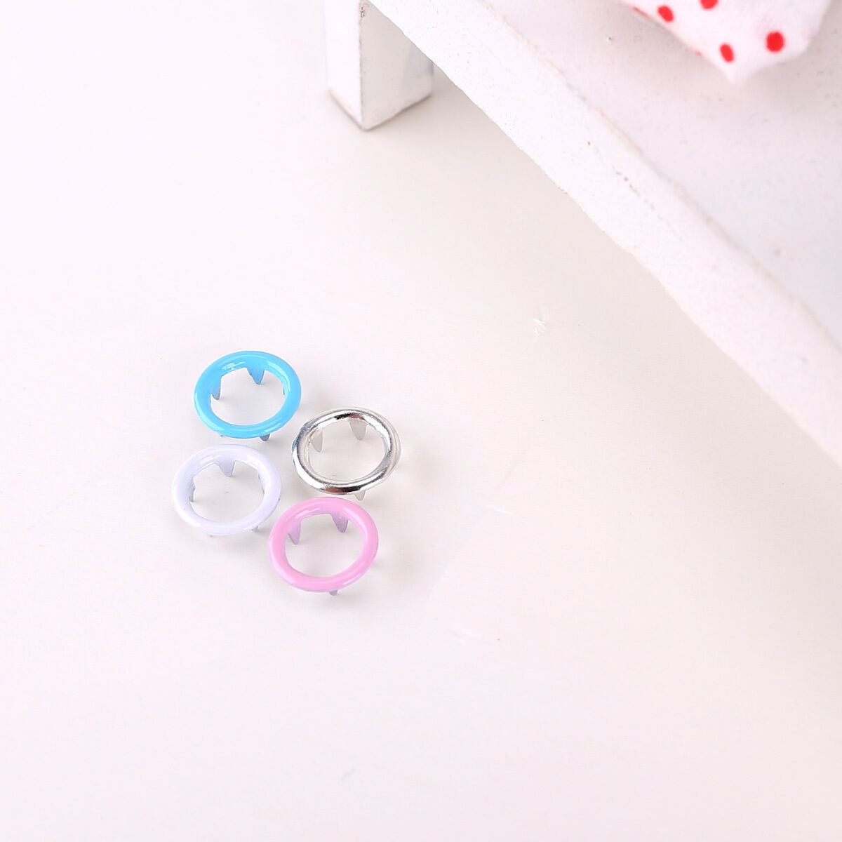 Prong Open Ring Press Studs for Making Dummy Clips 4 Colors 100 Sets