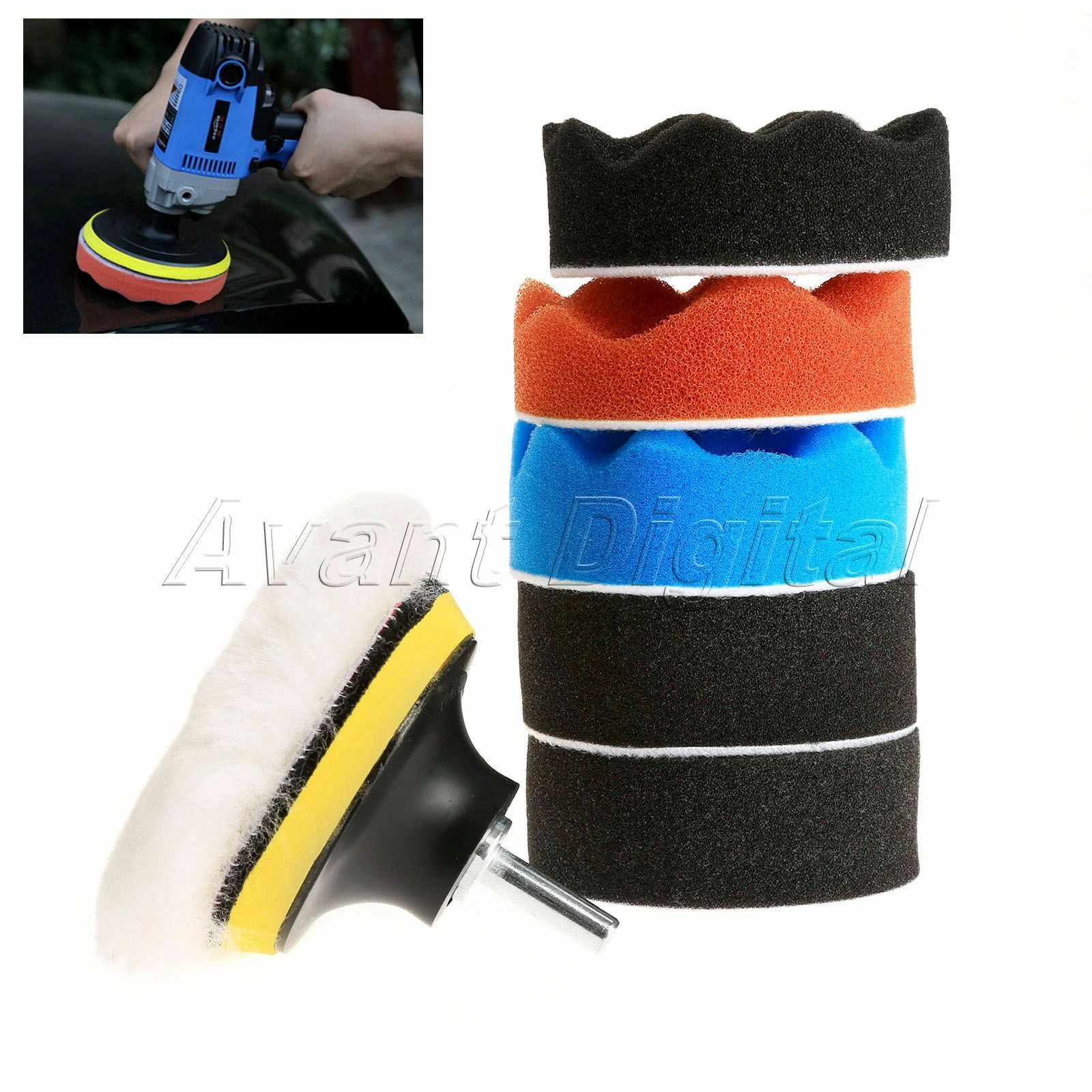 8* 80mm Sponge Polishing Waxing Buffing Pads Kit Compound Polish Auto Car 3" M10