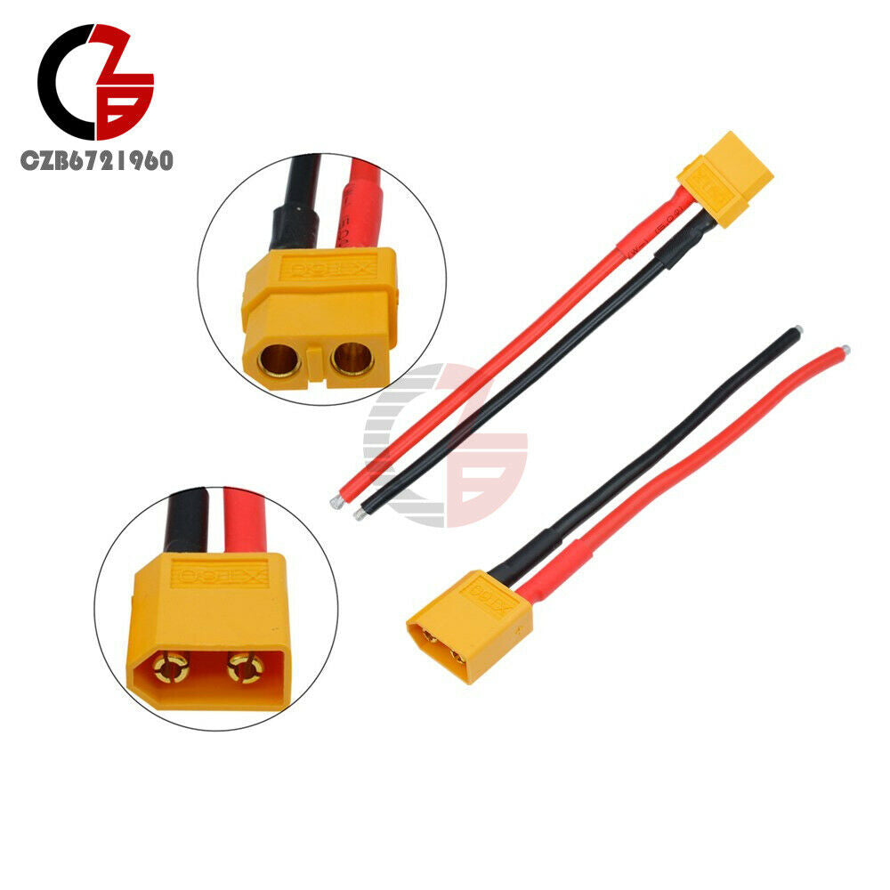 2Pair XT60 Connector Male and Female W/ Housing 10CM Silicon Wire 14AWG Cable