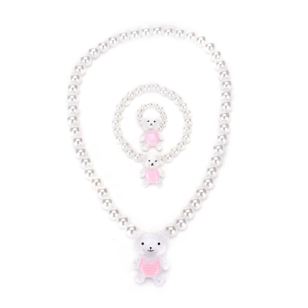 Children Girls Princess Baby Beads Necklace&Bracelet&Ring Set Jewelry Gif.l8