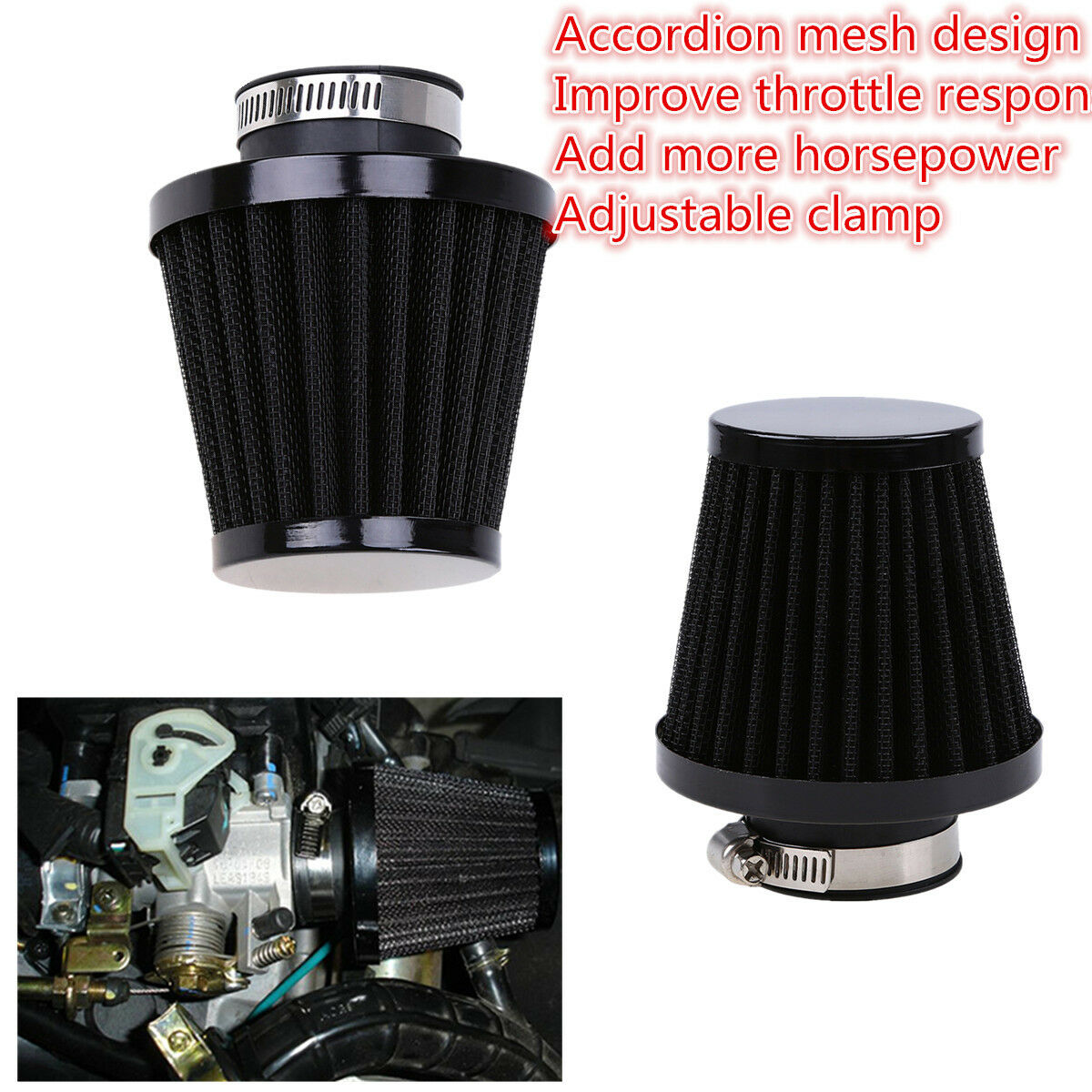 1 Pcs Black Iron Air Filter fit for most Motorcycle with 52/53/54mm Engine Inlet