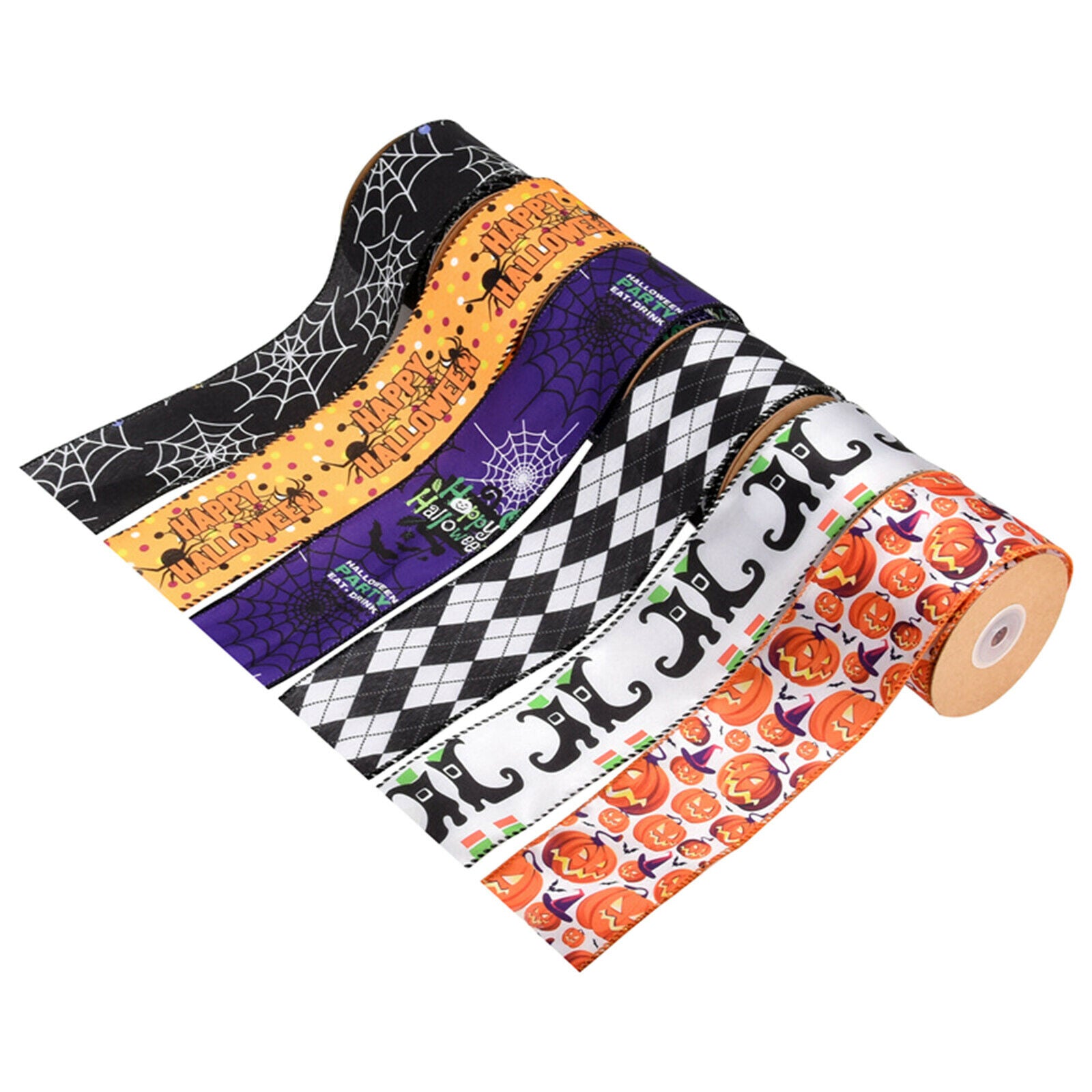 Halloween Ribbon Pumpkin Satin Wired Ribbon for Gift Wrapping DIY Party