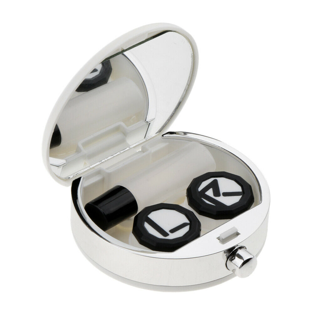 Mini Contact Lens Box Travel Soaking Case with Liquid Bottle Tweezers White