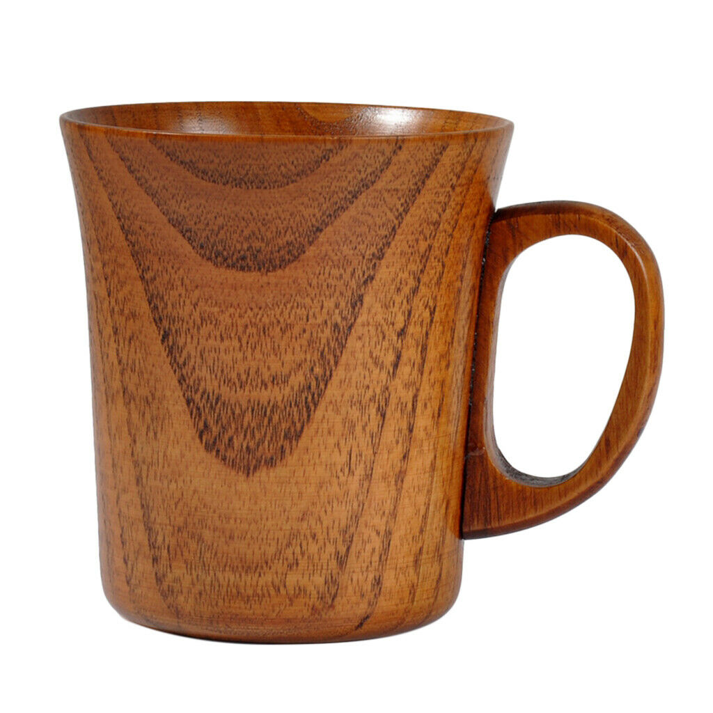Natural Wood Cup with Handle Water Coffee Milk Wine Mug Tableware Gift