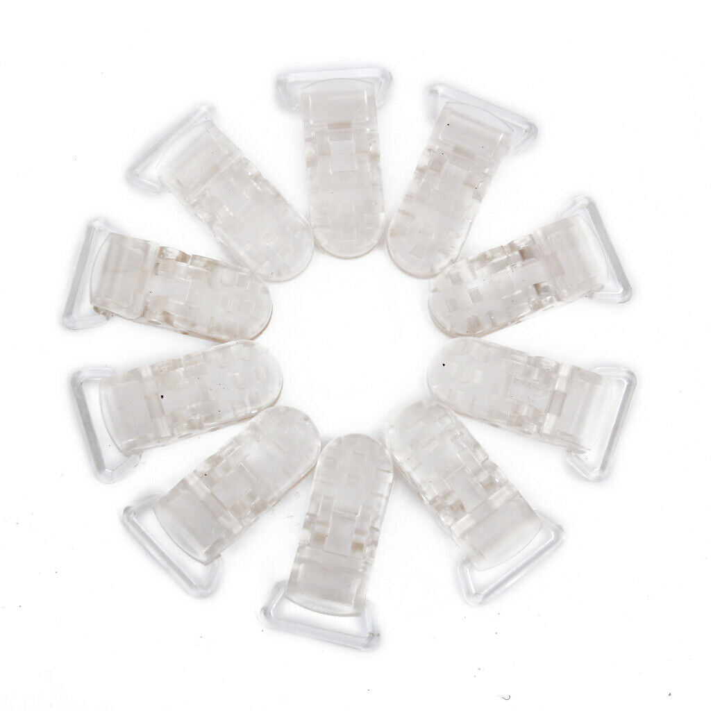 Plastic Pacifier Holder Badge Craft Dummy Clips 39x16mm 10pcs Clear