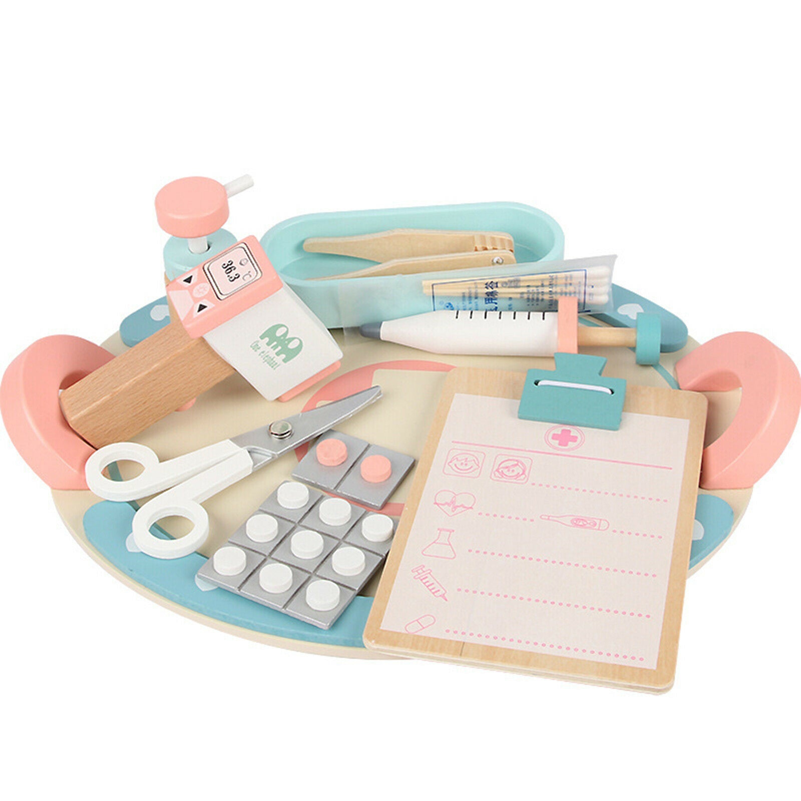 11Pcs/Set Kid Wooden Simulation Small Doctor Set Toys Boys Girls Toolbox to