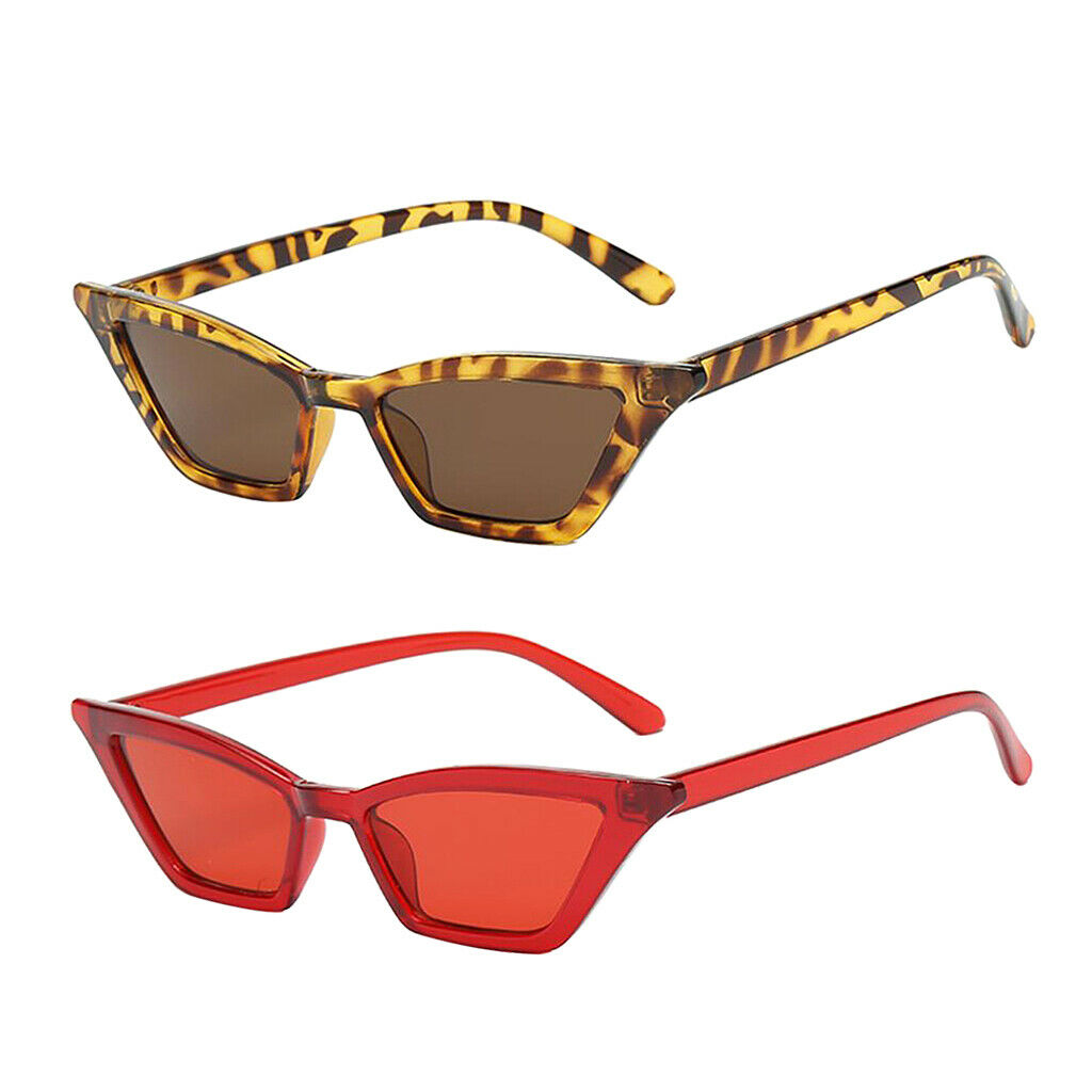 2 Pcs Women Fashion Cateye Sunglasses Plastic Frame UV400 Eyewear Glasses