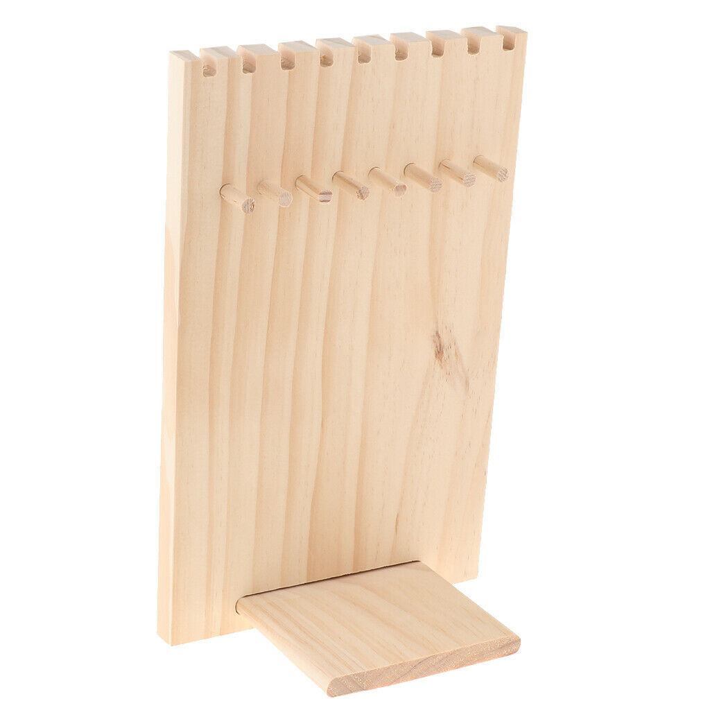 Unfinished Wooden Jewelry Display Necklace Stand Holder Organizer Rack 9 Hooks