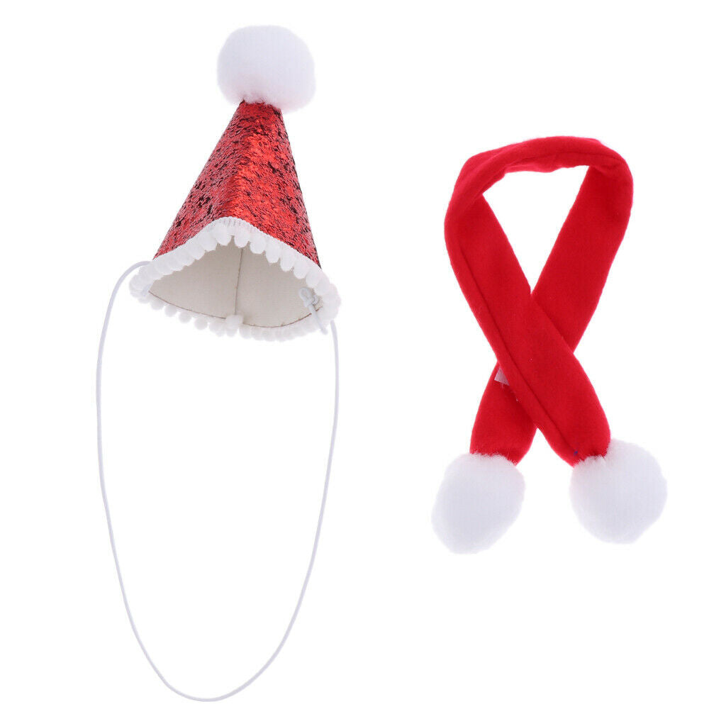 Pet Santa Hat Scarf Christmas Costume for Cats, Dogs, Puppies
