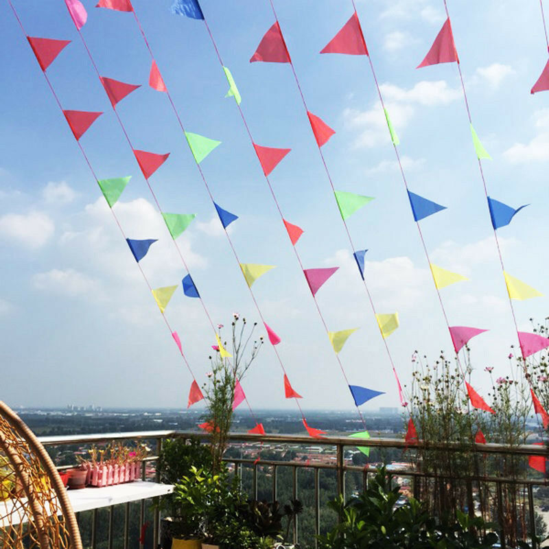 Colorful 180pcs Fabric Flags 70m Bunting Banner Wedding Party Decor 14*18cm