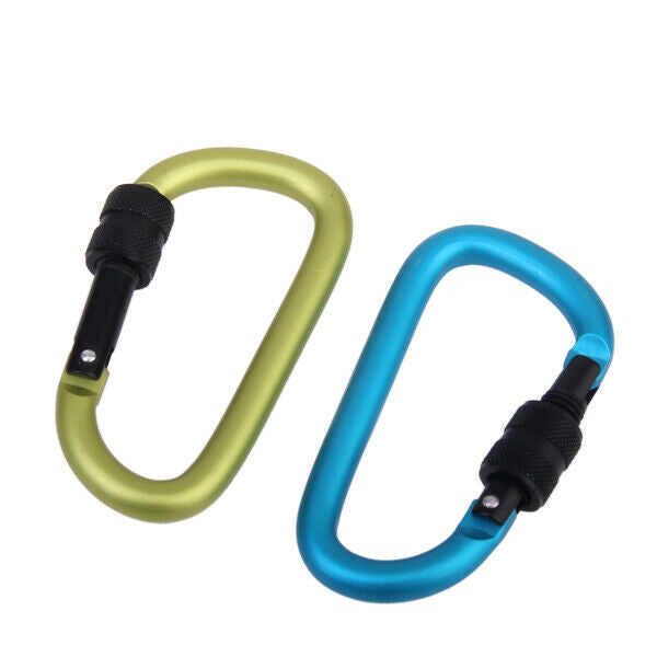 2Pcs Nice Color Screw Lock Bottle Hook Buckle Hanging Padlock Key Chain Aluminum