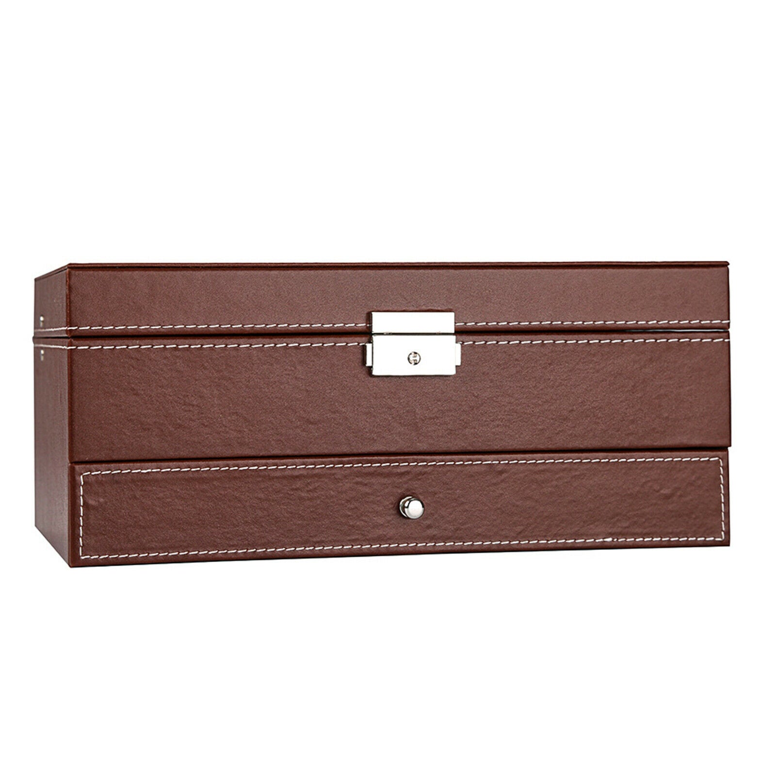 Jewelry Storage Box Double Layer PU Leather Storage Case for Watches Actors
