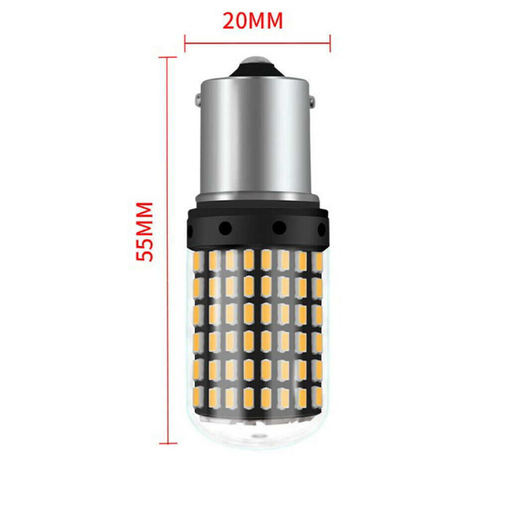 1 Pair Led Bulb 3014 144smd 1156 BAU15S Flashing 12V Amber