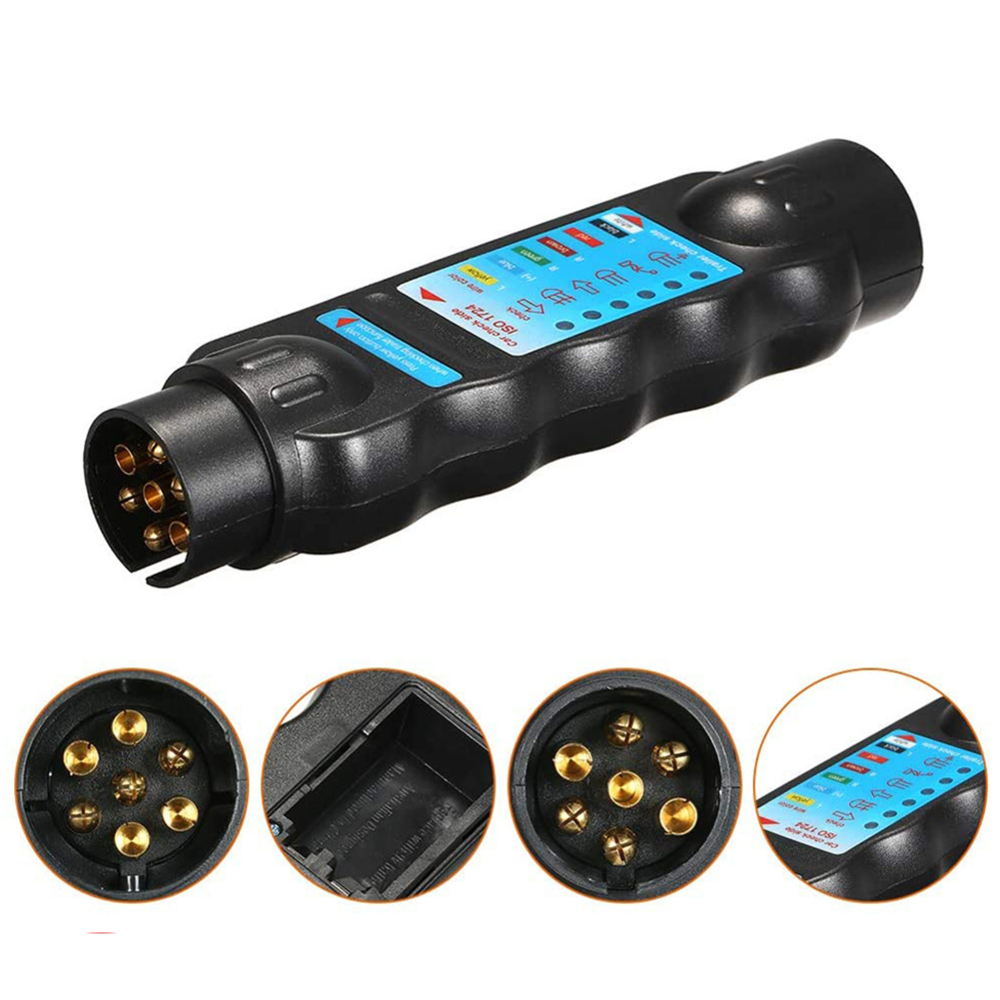 European 12v 7Pin Trailer Towing Lights Socket Cable Wiring Circuit Tester Tool