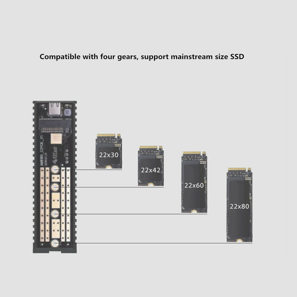 M2 SSD Hard Case NVME PCIe Enclosure M.2 to USB3.1 Type C GEN2 M Key Adapter Kit