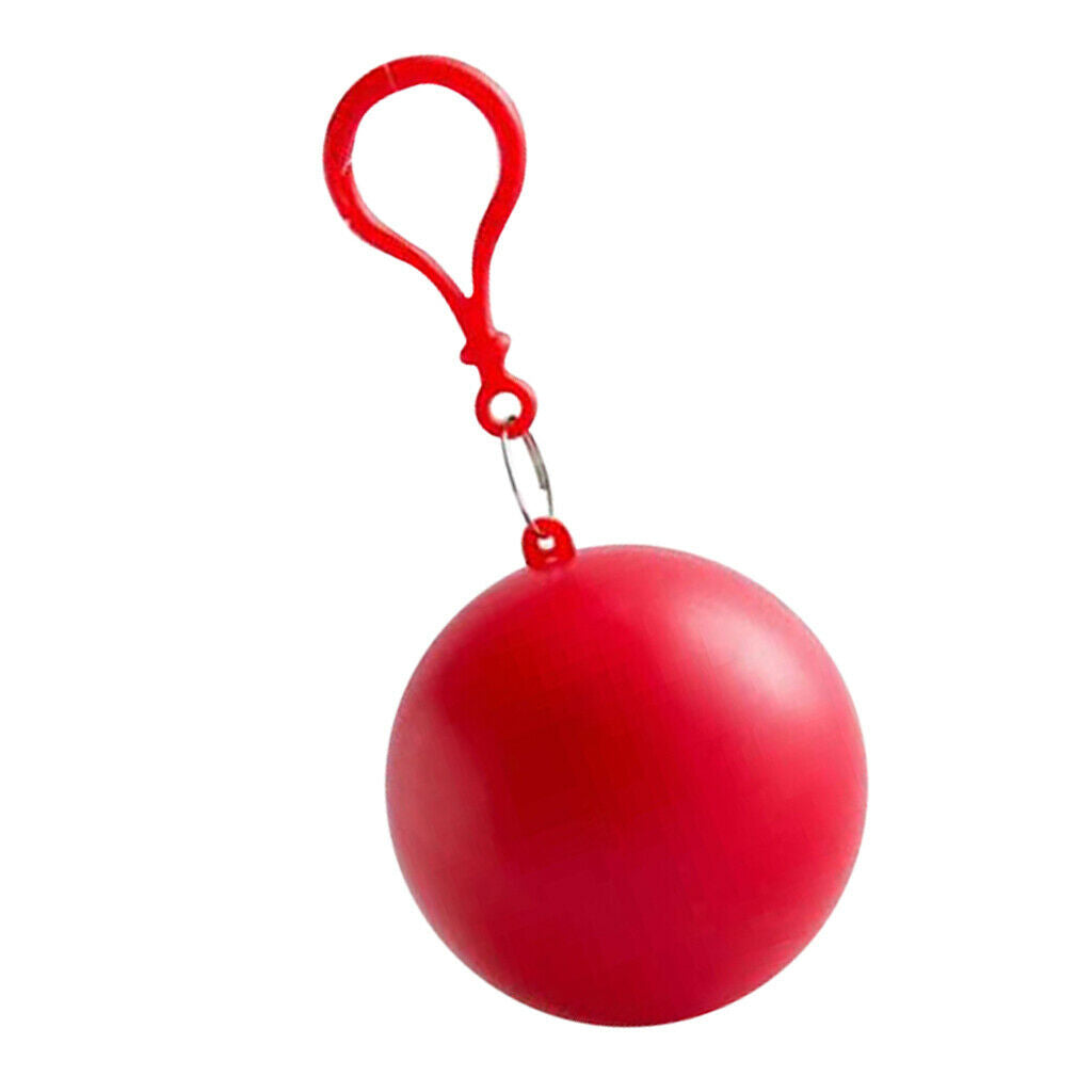 Adults Disposable Poncho Cycling Hooded Keyring Ball Rain Coat Red