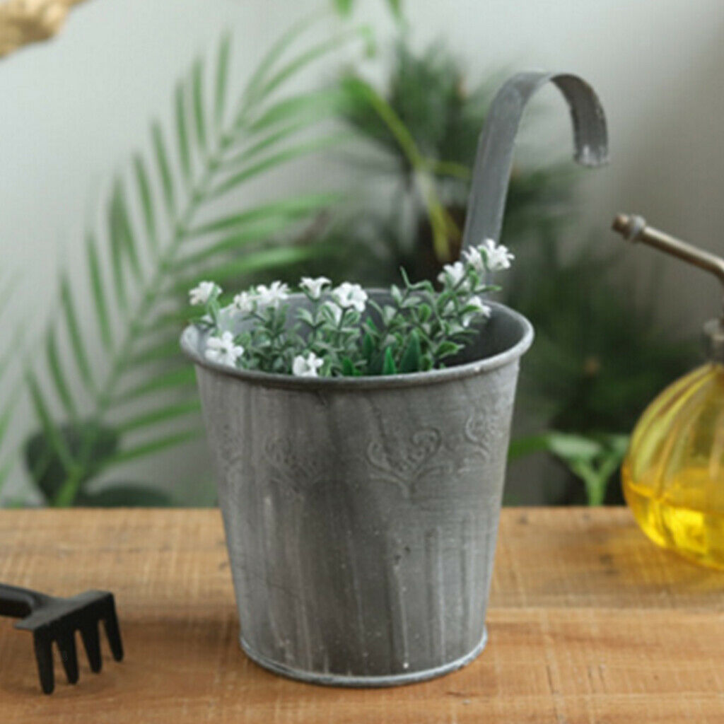 Hanging Pot Plant Pot Iron Flower Pot Planter with Hook for Balcony Garden