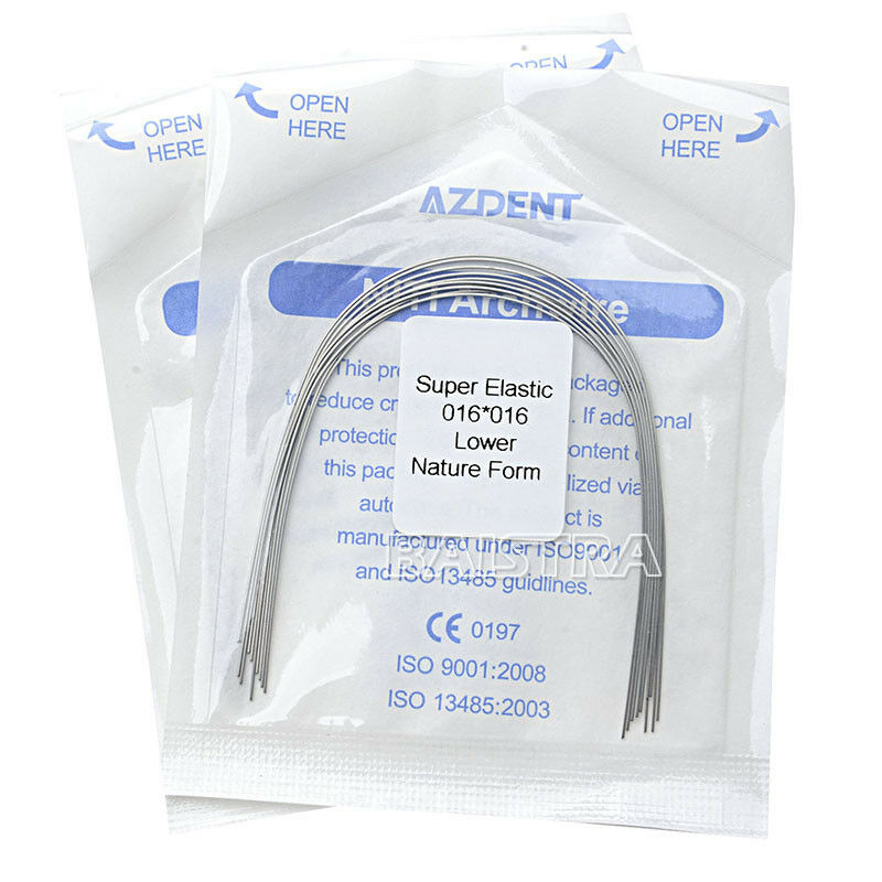 20X Dental Niti Arch Wire Rectangular 16*16 Lower Super Elastic Natural AZDENT