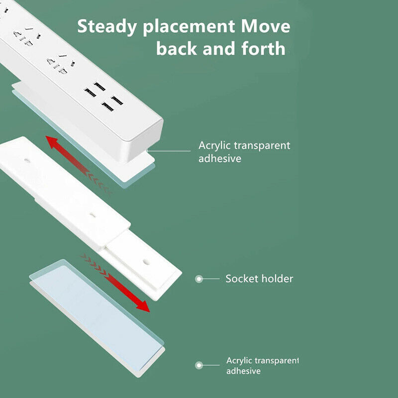 Self-Adhesive Power Strip Holder Fixator-Wall-Mounted Socket Cable Fixe Lt