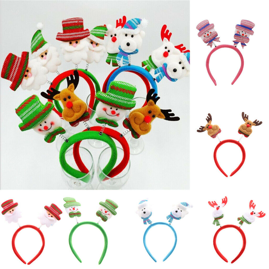Funny Christmas Themed Headband Santa Claus Head Boppers, Pack of 6