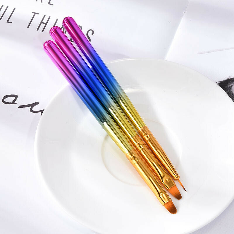 3Pcs Nail Art Liner Brush Painting Flower Drawing Lines Manicure Acrylic UV Gel