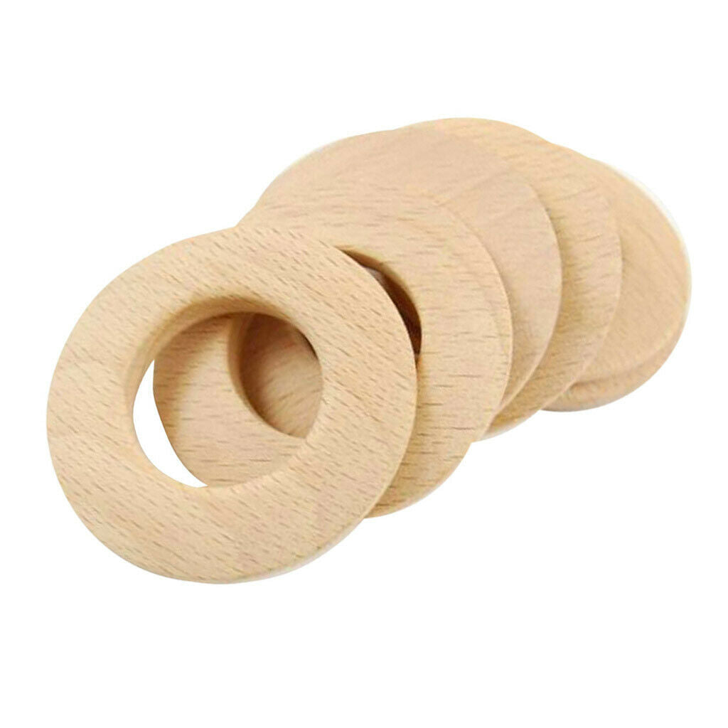6Pcs Wooden Rings Circle Wood Pendant Connector for DIY Projects Making 50mm