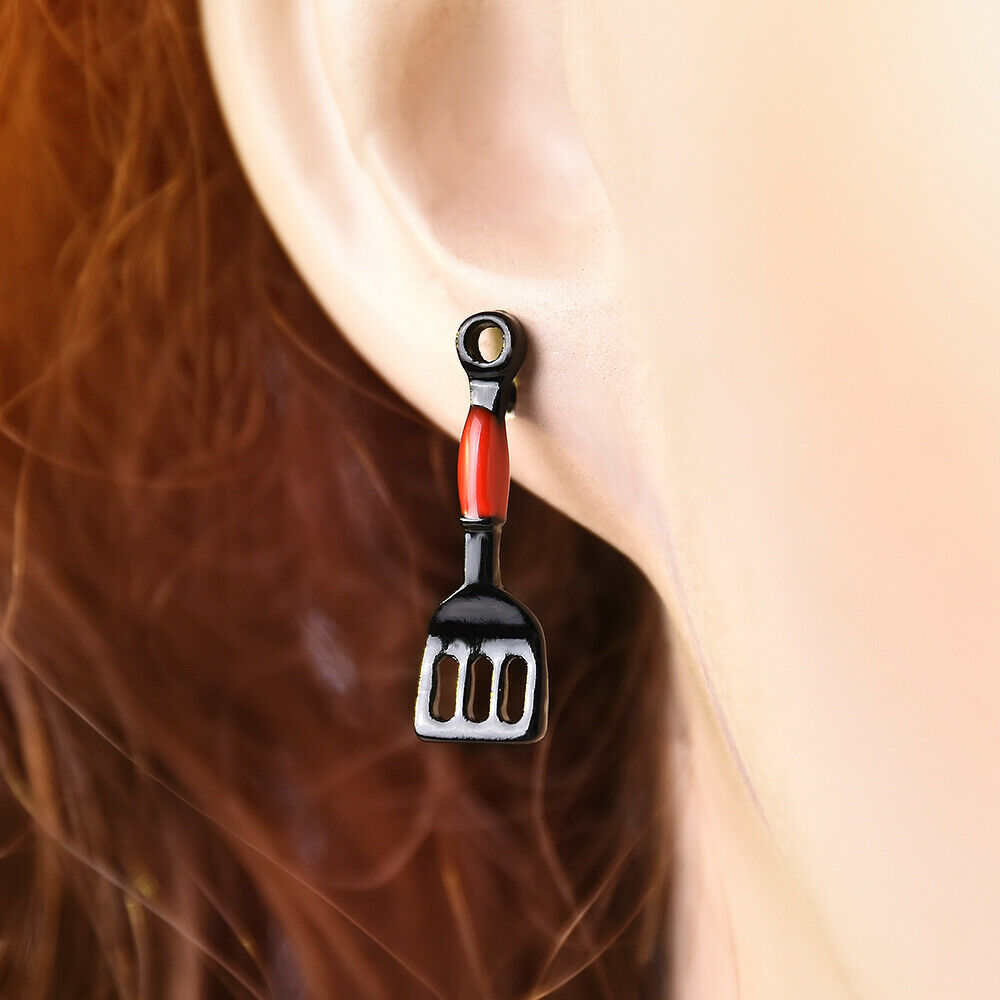 Women Lady Funny Asymmetric Stud Earrings Jewelry Enamel Fried Egg Earrings Gift