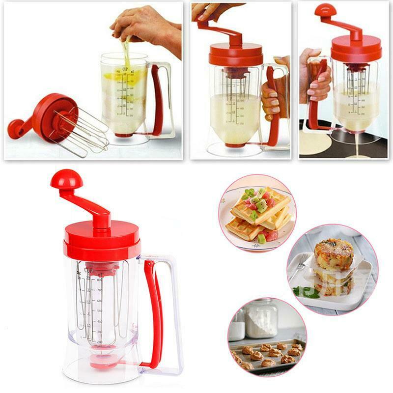 Manual Pancake Perfect Batter Dispenser Cupcakes Waffles Breakfast Mixer Mix Hot