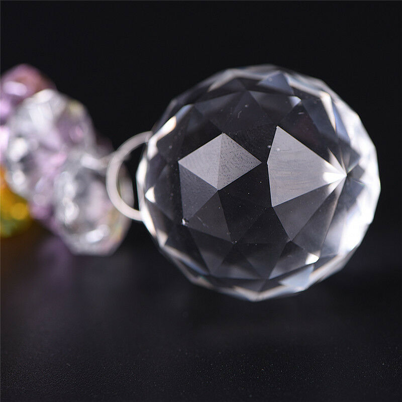 Hanging Glass Crystal Ball Prism Pendant Ornament Rainbow Wedding Gift QaL Rf