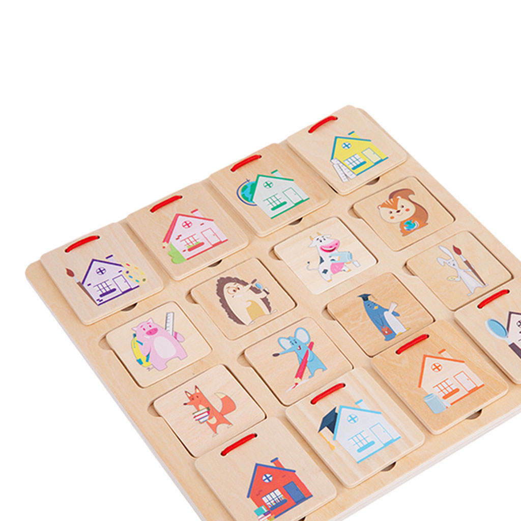 Matching Puzzles Wood Craft Toys Finding House Montessori for Toddlers
