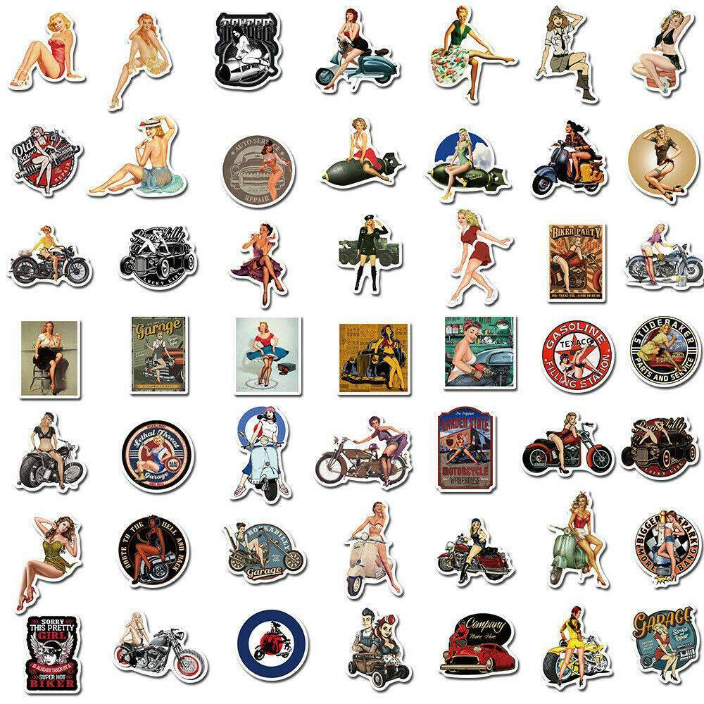 Lots 100Pc Classic Retro Girls Stickers Skateboard Guitar Luggage Motorcycle