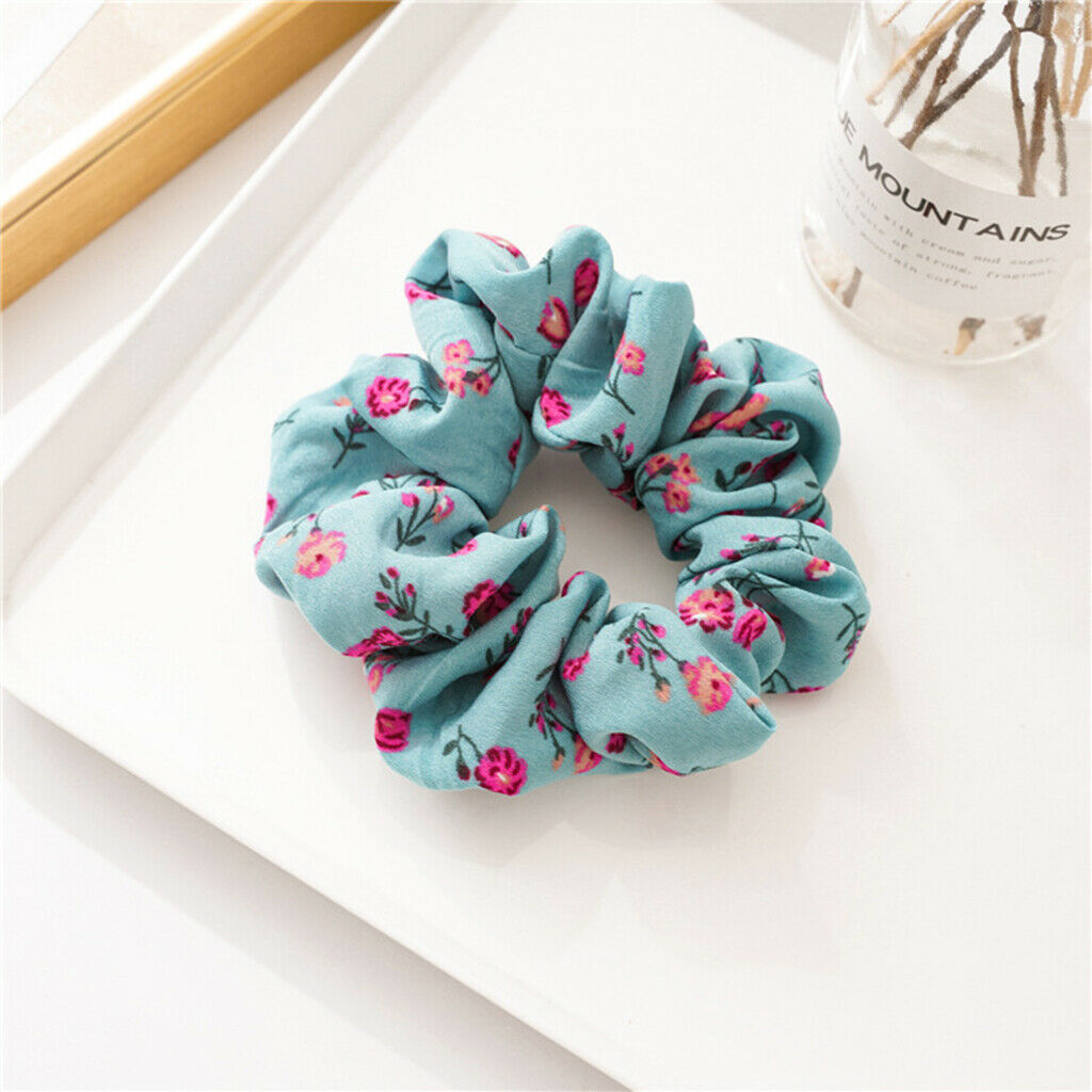 5Pcs Womens Flower Hair Scrunchies Assorted Stretchy Hair Rope Ties Updo