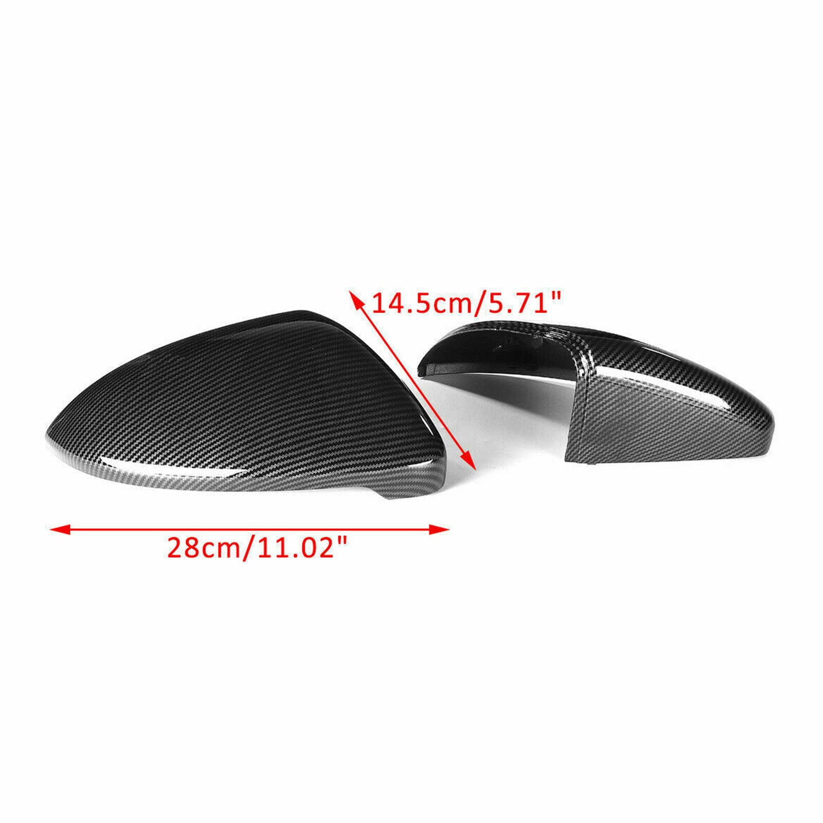 Pair Carbon Fiber Black Replacement Side Mirror Cover Caps For VW Golf GTI MK7 R