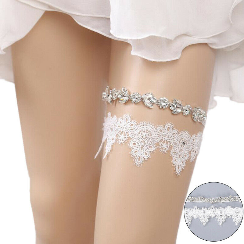 Women Rhinestone Lace Leg Wedding Garter Thigh Ring Belt Bridal Accessories P DD