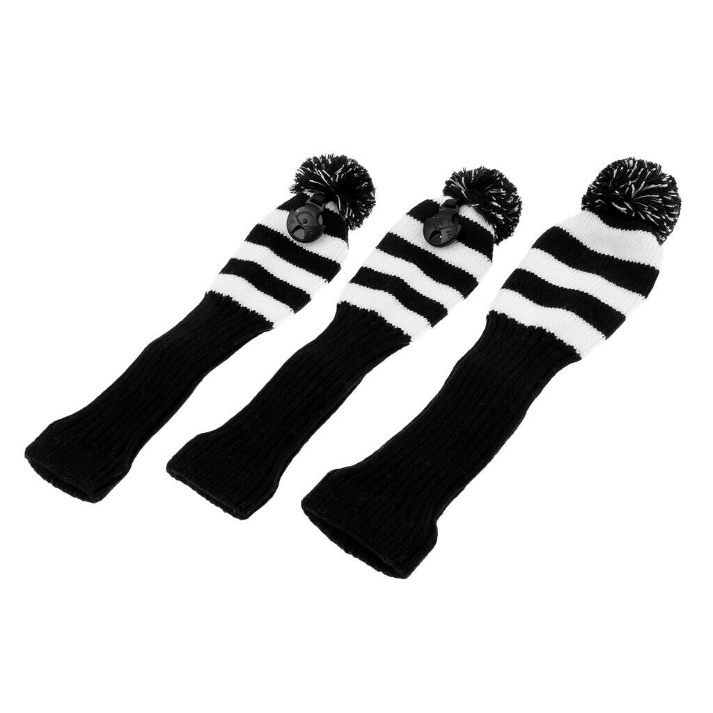 3x Golf Headcover  Headcover Knit Pom Pom Headcover For Golf Accessory - White