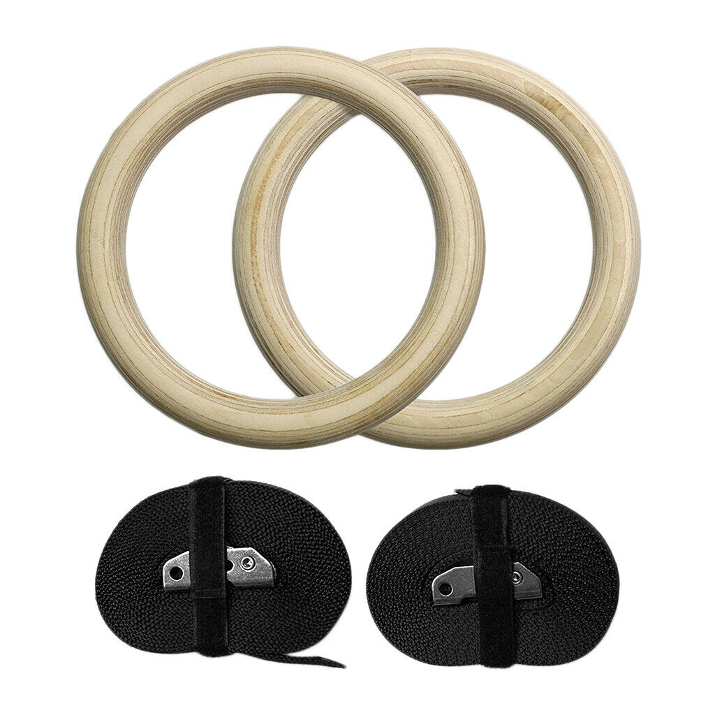 32mm Gym Rings Wood Gymnastic Rings Bodyweight Training Strength Equipment