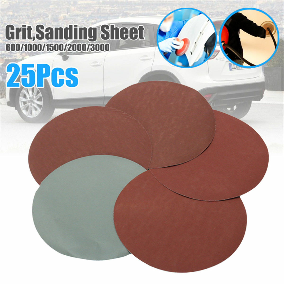 6inch 150mm Sponge Polishing Sanding Disc Hook Loop Sandpaper Grit 600-3000