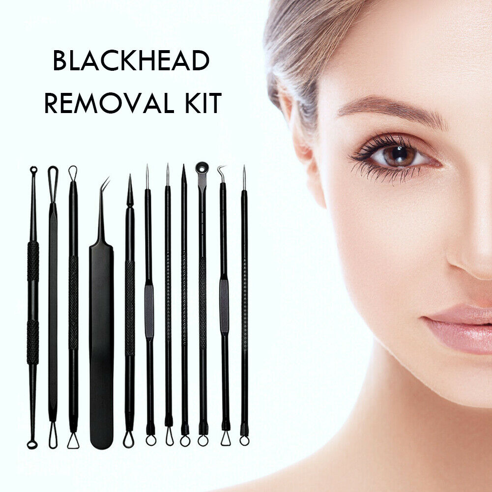 11pcs Professional Acne Removal Tools Kit Blackhead Extractor Face Care @