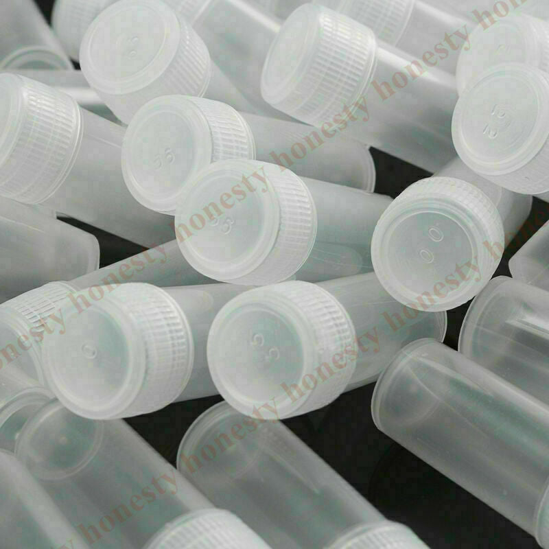 50X Plastic Sample Bottle Test Tube Mini Small Bottles Vials Storage Containers