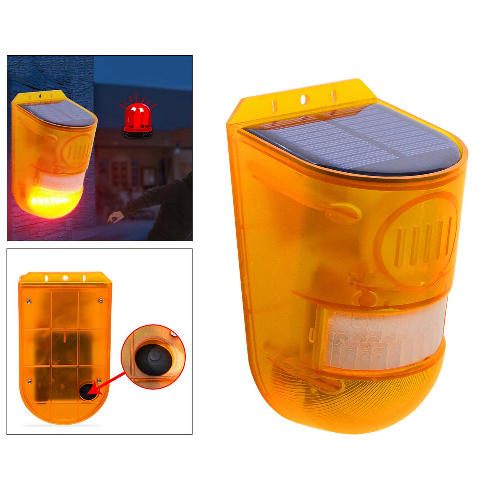 Solar Alarm Light IP65 Waterproof Motion Sensor Detector Flashing Light