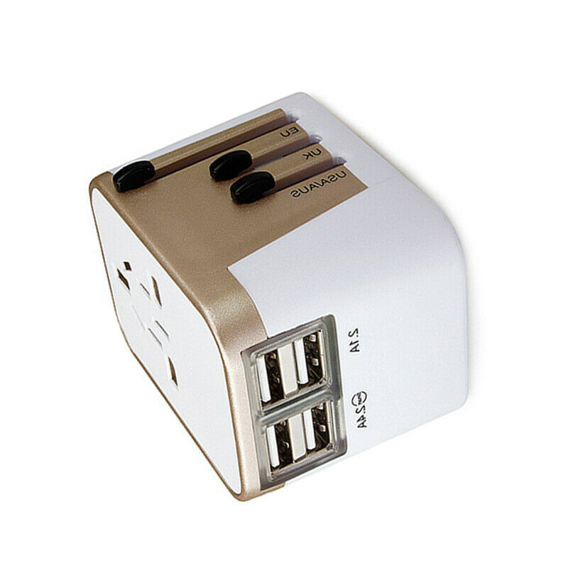 4 USB Travel Switch Plug Adapter Charger Converter Dual AC Power 110-240V 6 Amp