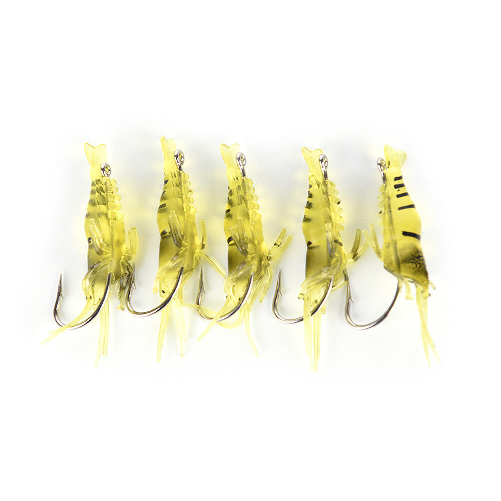 5x Shrimp Lures Soft Squid Jigs Lake Worm Prawn Fishing Lures Artificial B.l8