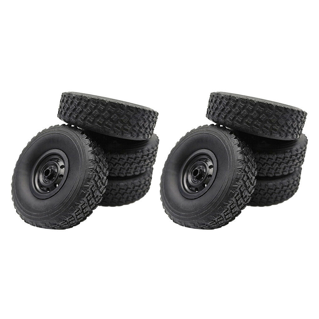 8 Pieces RC Car Tire Black for WPL B24K C14 C24 C24K B36K Upgrade Parts