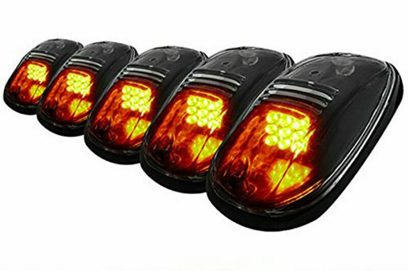 5pc 9LED Amber Smoked SUV RV Truck Pickup 4X4 Cab Roof Top Running Marker Lights