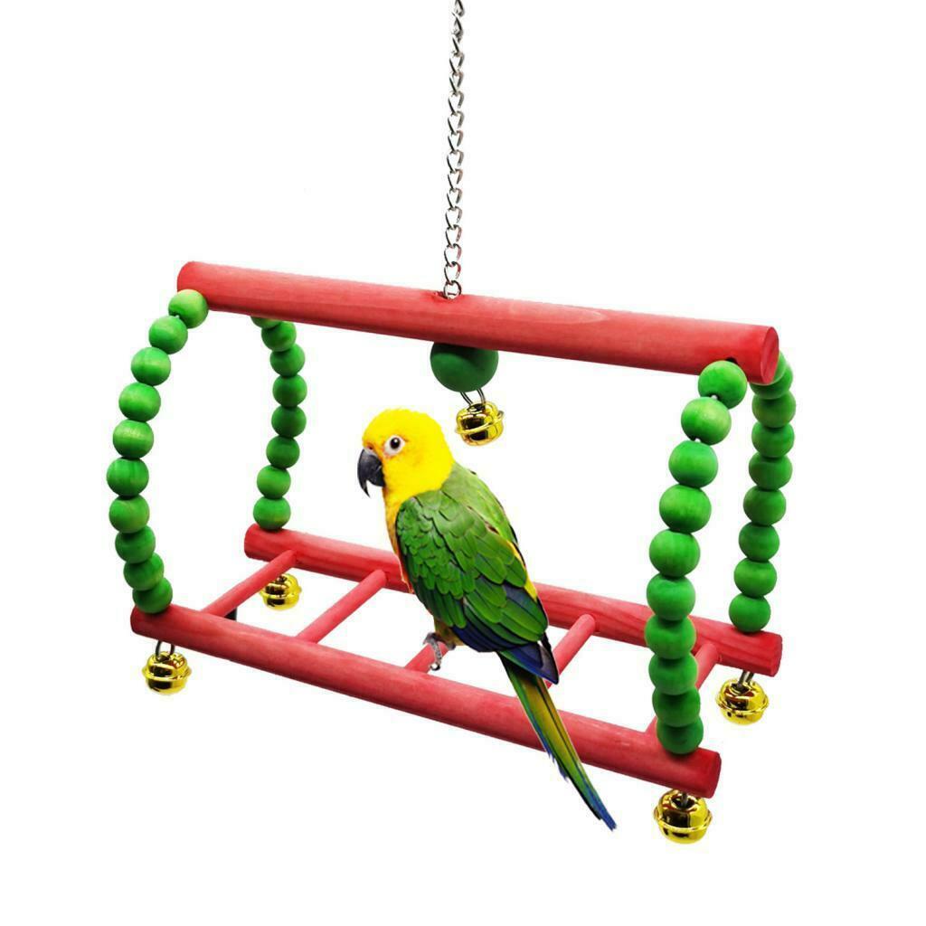 Bird Parrots Wooden Perch Cockatiels Ladder Swing For Small Birds Macaws