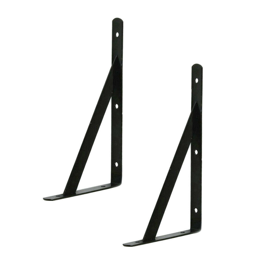 2x Heavy Duty Wall Rack Shelf Bracket Support Plank Holder 40cmx25cm Black