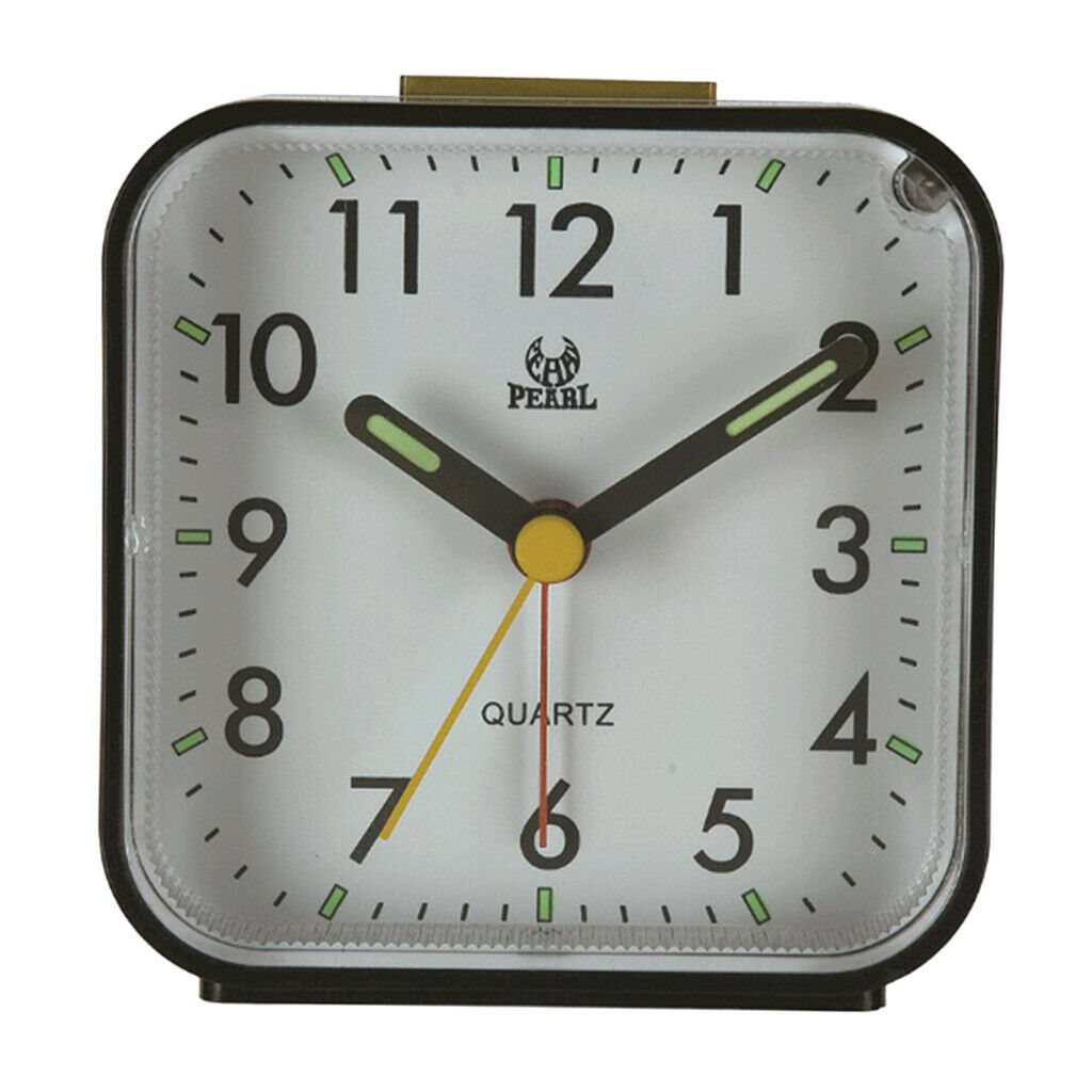 Travel Alarm Clock Mini Non-ticking Quartz Clock w/Night Light Quiet Black