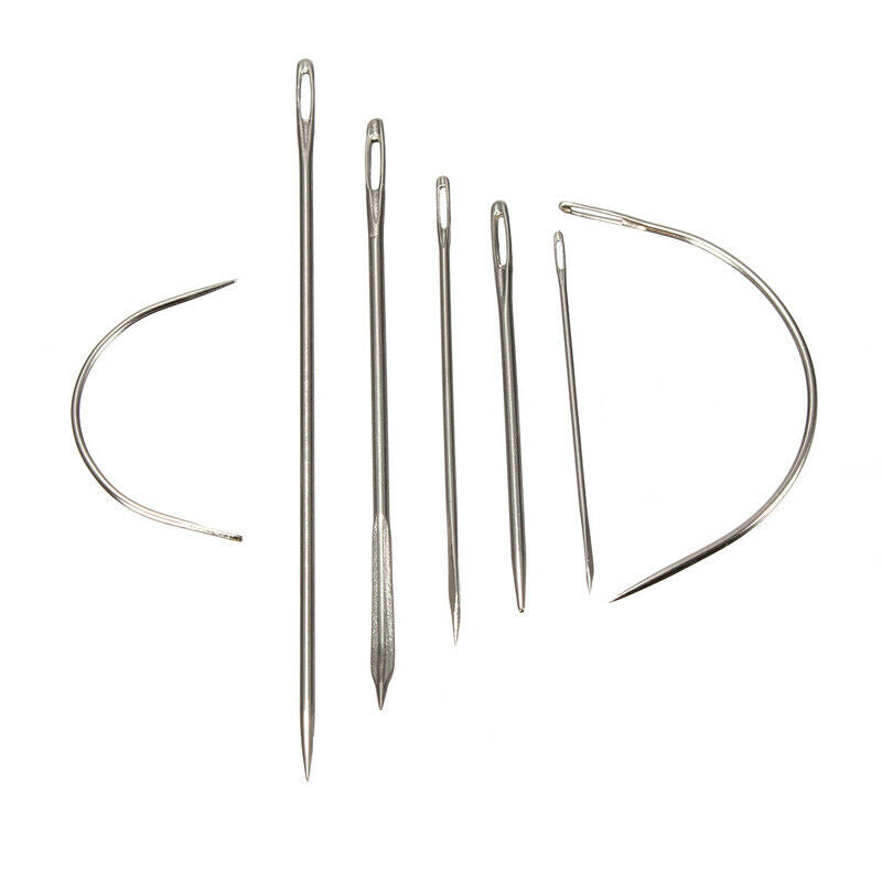 Assorted Set of Repair Hand Sewing Needles Curved & Straight x7 Needle Pack
