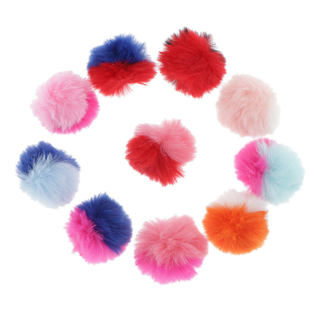 10x Plush  Balls Artificial Fur Ornaments For